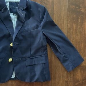 Janie and Jack Classic Blue Blazer with Gold Buttons, Pockets, Striped Liner